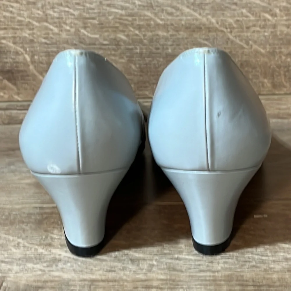 Salvatore Ferragamo Pump‎ Block Heel Retro Gray Snakeskin Square Toe Cap Shoes